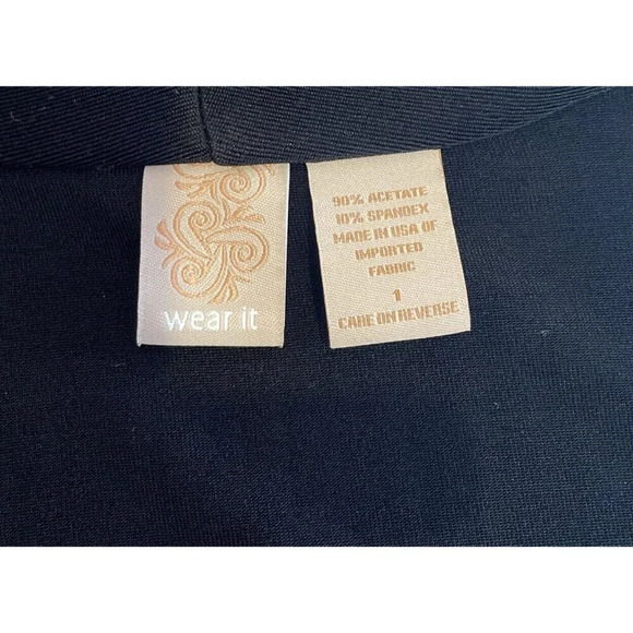 Wear it Women’s 1 US Medium Black Open Cardigan Slinky Gold Embroidered VTG - Picture 7 of 9